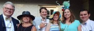 Party goers in festive Kentucky Derby hats